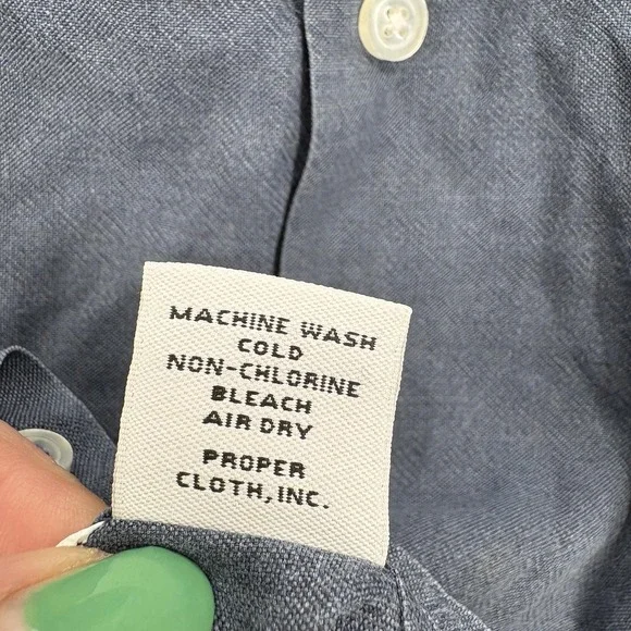 Proper Cloth Shirt Mens 3XL Blue Solid Long Sleeve Tencel Twill Button Up Casual - Picture 8 of 14